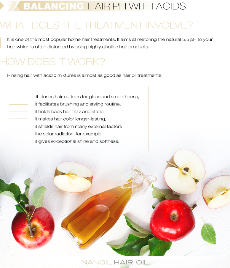 Balacning hair pH with acids